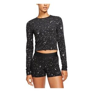 Nike Pro Women's Starry Night Long Sleeve Cropped Shirt M Black Dri-Fit